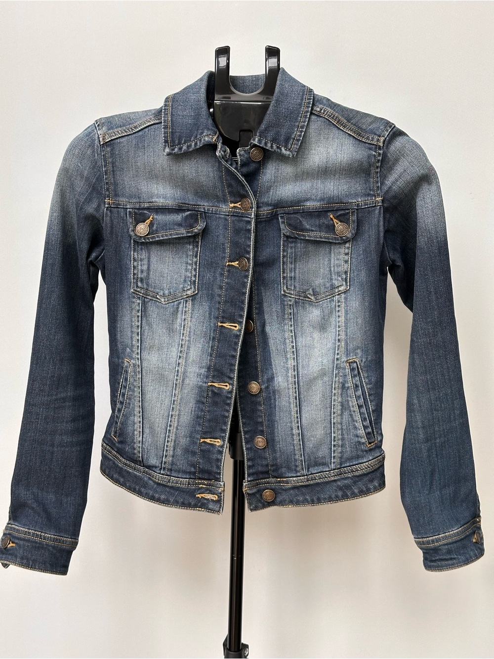 Mango Classic Blue Fitted Denim Jacket Women’s XXS